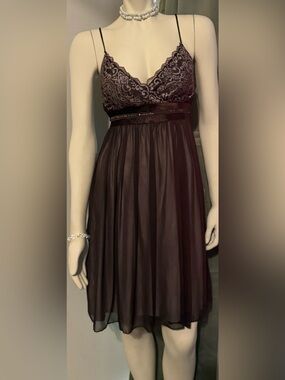 Teeze Me Brown Lace Bodice Maxi Dress